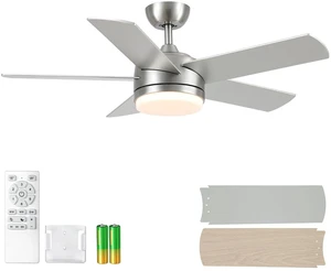 44 Inch Brushed Nickel Ceiling Fan with Light and Remote Control.Noiseless,Dimmable,3CCT,6 Speeds Reversible, DC Ceiling Fans for Indoor or Covered Outdoor Use.ETL Listed 44 Inch Brushed Nickel Ceiling Fan with Light and Remote Control.Noiseless,Dimmable,3CCT,6 Speeds Reversible, DC Ceiling Fans for Indoor or Covered Outdoor Use.ETL Listed