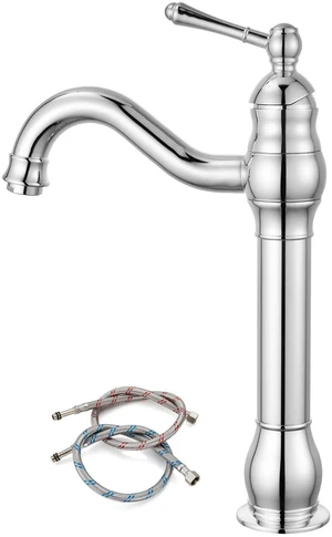 Vintage Bathroom Vessel Sink Faucet, Polish Chrome, No Drain Tall Bathroom Faucet 1 Hole Single Handle, 360° Swivel Spout, cUPC Water Lines, Lead-Free, for Farmhouse Vanity Washbasin RV Vintage Bathroom Vessel Sink Faucet, Polish Chrome, No Drain Tall Bathroom Faucet 1 Hole Single Handle, 360° Swivel Spout, cUPC Water Lines, Lead-Free, for Farmhouse Vanity Washbasin RV