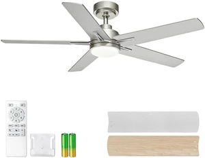 48 Inch Brushed Nickel Ceiling Fan with Light and Remote Control.Noiseless,Dimmable, 3CCT,6 Speeds Reversible, Modern DC Ceiling Fans for Indoor or Covered Outdoor Use,ETL Listed 48 Inch Brushed Nickel Ceiling Fan with Light and Remote Control.Noiseless,Dimmable, 3CCT,6 Speeds Reversible, Modern DC Ceiling Fans for Indoor or Covered Outdoor Use,ETL Listed