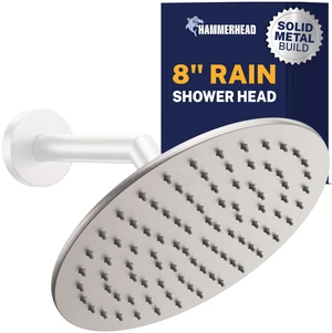 ® Solid Metal 8 Inch Rainfall Shower Head BRUSHED NICKEL - Shower Head Rainfall - 2.5 GPM High Flow Shower Head Optimized for Pressure Large Round Rain Shower Heads ® Solid Metal 8 Inch Rainfall Shower Head BRUSHED NICKEL - Shower Head Rainfall - 2.5 GPM High Flow Shower Head Optimized for Pressure Large Round Rain Shower Heads