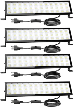 4Pack LED Shop Lights,100W 14000lm Plug in Ultra Bright LED Work Lights,6500K Daylight White Garage Light,IP66 Waterproof Lighting for Garage Warehouses Workshop 4Pack LED Shop Lights,100W 14000lm Plug in Ultra Bright LED Work Lights,6500K Daylight White Garage Light,IP66 Waterproof Lighting for Garage Warehouses Workshop