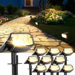 Solar Spot Lights Outdoor Waterproof, Solar Spotlights 10 Pack Warm White 63 LED 3 Lighting Modes Solar Landscape Spotlights for Yard, Garden, Backyard, Driveway, Pathway, Wall, House, Garage Solar Spot Lights Outdoor Waterproof, Solar Spotlights 10 Pack Warm White 63 LED 3 Lighting Modes Solar Landscape Spotlights for Yard, Garden, Backyard, Driveway, Pathway, Wall, House, Garage