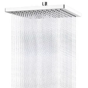 cUPC Certified Metal High Pressure 12'' Rain Shower Head, Chrome Thickness Showerhead, Square Large Bathroom Rainfall Shower Head, Adjustable Brass Ball Joint, Waterfall Full Body Coverage cUPC Certified Metal High Pressure 12'' Rain Shower Head, Chrome Thickness Showerhead, Square Large Bathroom Rainfall Shower Head, Adjustable Brass Ball Joint, Waterfall Full Body Coverage