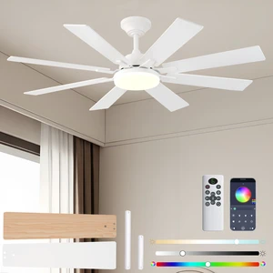 Ceiling Fan With Light & Remote Indoor/Outdoor Use 52 Inch White Reversible DC Motor,3CCT, Dimmable, Timer, Noiseless,Ceiling Fan for Bedroom Living Room Ceiling Fan With Light & Remote Indoor/Outdoor Use 52 Inch White Reversible DC Motor,3CCT, Dimmable, Timer, Noiseless,Ceiling Fan for Bedroom Living Room
