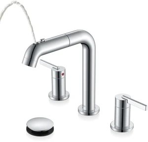 Chrome Pull Down Widespread Bathroom Faucet 8 Inch 2 Handle 3 Hole Pull Out Bathroom Faucet with Pop Up Drain & Supply Lines, Lead-Free cUPC & NSF Certified, 8 Inch Faucet for Vanity RV Sink Chrome Pull Down Widespread Bathroom Faucet 8 Inch 2 Handle 3 Hole Pull Out Bathroom Faucet with Pop Up Drain & Supply Lines, Lead-Free cUPC & NSF Certified, 8 Inch Faucet for Vanity RV Sink