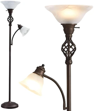 Torchiere Floor Lamp for Living Room, LED Standing Reading Light Glass Lampshade,72" Vintage Tall Lamps for Bedroom Corner Home Office, Bulbs Included Torchiere Floor Lamp for Living Room, LED Standing Reading Light Glass Lampshade,72" Vintage Tall Lamps for Bedroom Corner Home Office, Bulbs Included