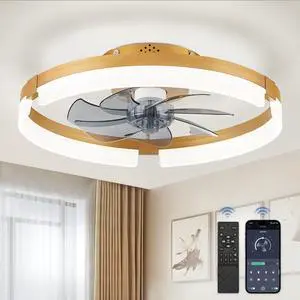 19.7" Ceiling Fans with Lights, Low Profile Fandelier for Bedroom Flush Mount Fan Light, Stepless Dimmable, App/Remote Control, 3 CCT Led, 6 Speeds, Quiet Reversible DC Motor, Gold 19.7" Ceiling Fans with Lights, Low Profile Fandelier for Bedroom Flush Mount Fan Light, Stepless Dimmable, App/Remote Control, 3 CCT Led, 6 Speeds, Quiet Reversible DC Motor, Gold