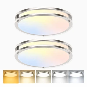 2-Pack 16 inch Large Dimmable LED Flush Mount Ceiling Light Fixture, 50W 5400 Lumen Bright Brushed Nickel Light Fixture for Bedroom Kitchen Living Room, 2700K/3000K/3500K/4000K/5000K Selectable 2-Pack 16 inch Large Dimmable LED Flush Mount Ceiling Light Fixture, 50W 5400 Lumen Bright Brushed Nickel Light Fixture for Bedroom Kitchen Living Room, 2700K/3000K/3500K/4000K/5000K Selectable