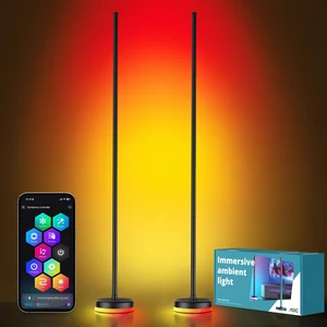 LED Floor Lamp, 2Packs RGBICWW Corner Floor Lamp with Glowing Base App & Remote Control, 160 Million Colors, 68+ Scenes Color Changing, Ambient Lighting for Bedroom Living Room Home Office LED Floor Lamp, 2Packs RGBICWW Corner Floor Lamp with Glowing Base App & Remote Control, 160 Million Colors, 68+ Scenes Color Changing, Ambient Lighting for Bedroom Living Room Home Office