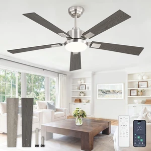 52 Inch Ceiling Fans with 3000-6000K Dimmable Lights and Remote APP Control, 6 Speeds Quiet Reversible Motor, Brushed Nickel Smart Indoor/Outdoor Ceiling Fan, for Bedroom Living Room 52 Inch Ceiling Fans with 3000-6000K Dimmable Lights and Remote APP Control, 6 Speeds Quiet Reversible Motor, Brushed Nickel Smart Indoor/Outdoor Ceiling Fan, for Bedroom Living Room