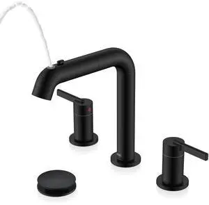 Matte Black 2 Handle Pull Down Widespread Bathroom Faucet 3Hole Pull Out Bathroom Faucet with Pop Up Drain & Supply Lines, Lead-Free cUPC & NSF Certified, 8 Inch Faucet for Vanity RV Sink Matte Black 2 Handle Pull Down Widespread Bathroom Faucet 3Hole Pull Out Bathroom Faucet with Pop Up Drain & Supply Lines, Lead-Free cUPC & NSF Certified, 8 Inch Faucet for Vanity RV Sink