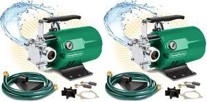 Water Transfer Pump, 115V 330 Gallon Per Hour - Portable Electric Pump with 6' Hose Kit, Remove Water From Pools, Rain Barrel, Aquariums (Pack of 2) Water Transfer Pump, 115V 330 Gallon Per Hour - Portable Electric Pump with 6' Hose Kit, Remove Water From Pools, Rain Barrel, Aquariums (Pack of 2)