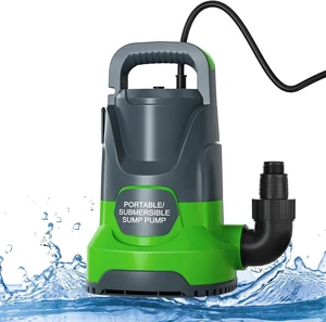 Sump Pump 1HP Submersible Water Pump 3700GPH Electric Portable Transfer Water Pump for Pool Draining Basement, Light Green Sump Pump 1HP Submersible Water Pump 3700GPH Electric Portable Transfer Water Pump for Pool Draining Basement, Light Green
