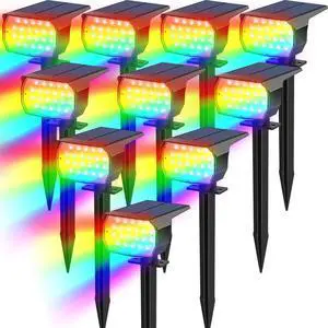 Solar Color Changing Spot Lights Outdoor Waterproof Colored RGB Solar Powered Landscape Lights for Yard 7 Lighting Modes Multicolor Solar Spotlights for Pathway Garden Outside (10 Pack) Solar Color Changing Spot Lights Outdoor Waterproof Colored RGB Solar Powered Landscape Lights for Yard 7 Lighting Modes Multicolor Solar Spotlights for Pathway Garden Outside (10 Pack)