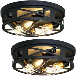 Flush Mount 4-Light Ceiling Light Fixture for Hallway, Kitchen, Entryway - Black, E26 Base (2 Pack) Flush Mount 4-Light Ceiling Light Fixture for Hallway, Kitchen, Entryway - Black, E26 Base (2 Pack)