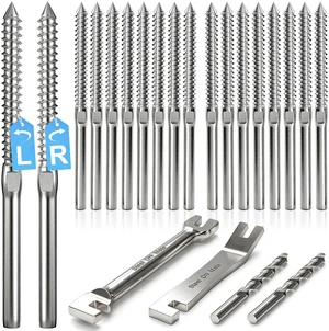 Cable Railing Hardware 1/8" T316 Swage Lag Screws for Wood Post 200Pack Marine Grade T316 Stainless Steel, Right & Left Hand Thread for Stair/Deck Cable Railing Kits with Wrench, DM50 Cable Railing Hardware 1/8" T316 Swage Lag Screws for Wood Post 200Pack Marine Grade T316 Stainless Steel, Right & Left Hand Thread for Stair/Deck Cable Railing Kits with Wrench, DM50