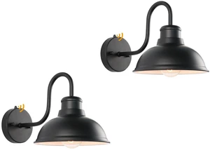 Dusk to Dawn Barn Light Outdoor Sconce 8" Exterior Lighting Fixtures 2 Pack Anti-Rust Waterproof Farmhouse Industrial Vintage Matte Black Wall-Mount for Porch/Garage/Patio Yard ETL Listed Dusk to Dawn Barn Light Outdoor Sconce 8" Exterior Lighting Fixtures 2 Pack Anti-Rust Waterproof Farmhouse Industrial Vintage Matte Black Wall-Mount for Porch/Garage/Patio Yard ETL Listed
