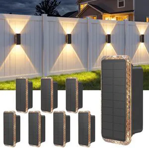 Solar Fence Lights Outdoor 8 Pack, 5CCT(3000K-6000K) Up and Down Solar Wall Lights, IP65 Waterproof Dusk to Dawn Fence Lights Solar Powered for Patio, Porch, Backyard, Garage, Wall Decor Solar Fence Lights Outdoor 8 Pack, 5CCT(3000K-6000K) Up and Down Solar Wall Lights, IP65 Waterproof Dusk to Dawn Fence Lights Solar Powered for Patio, Porch, Backyard, Garage, Wall Decor
