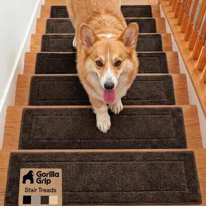 Peel and Stick Stair Treads, 8x28 Inches, 12 Pack, Brown Multi-Surface Use Machine Washable Carpet Runners for Wooden Steps, Indoor Rugs for Stairs, Pet Friendly, Universal Size Peel and Stick Stair Treads, 8x28 Inches, 12 Pack, Brown Multi-Surface Use Machine Washable Carpet Runners for Wooden Steps, Indoor Rugs for Stairs, Pet Friendly, Universal Size