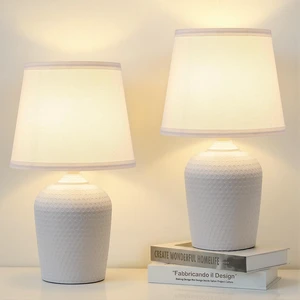 16 Table Lamps Set of 2 for Bedroom, Bedside Nightstand Lamp White Cute & Unique, Fabric Shade, Perfect for Desk Living Room Side Table Reading Nursery 16 Table Lamps Set of 2 for Bedroom, Bedside Nightstand Lamp White Cute & Unique, Fabric Shade, Perfect for Desk Living Room Side Table Reading Nursery