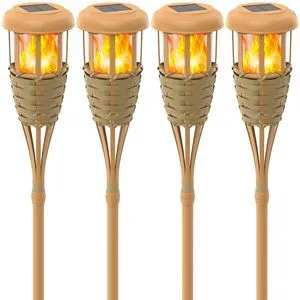 Solar Outdoor Lights, Solar Torch Lights Outdoor Flickering Flame, Outdoor Decorations for Patio Path Yard - 4 Pack Solar Outdoor Lights, Solar Torch Lights Outdoor Flickering Flame, Outdoor Decorations for Patio Path Yard - 4 Pack