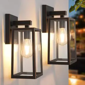 Outdoor Wall Light Fixtures, Exterior Waterproof Wall Lanterns Large Oil Rubbed Bronze Porch Wall Light, Anti-Rust, E26 Socket, Clear Glass Outside Wall Mount, Front Door Lighting, 2 Pack Outdoor Wall Light Fixtures, Exterior Waterproof Wall Lanterns Large Oil Rubbed Bronze Porch Wall Light, Anti-Rust, E26 Socket, Clear Glass Outside Wall Mount, Front Door Lighting, 2 Pack