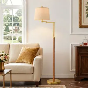 Real Wood Floor Lamps for Living Room Bedroom, 61" Floor Lamp with 350° Adjustable Swing Arm Vintage Lamps for Living Room Real Wood Floor Lamps for Living Room Bedroom, 61" Floor Lamp with 350° Adjustable Swing Arm Vintage Lamps for Living Room