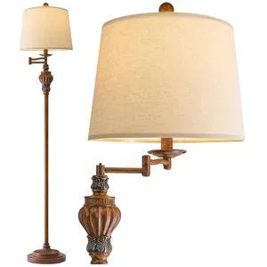 Vintage Floor Lamp with 350° Adjustable Swing Arm 61" Lamps for Living Room Antique Standing Lamp, Retro Wood Grain Bedroom Floor Lamp, Mid Century Farmhouse Rustic Traditional Tall Swivel Pole Lamp Vintage Floor Lamp with 350° Adjustable Swing Arm 61" Lamps for Living Room Antique Standing Lamp, Retro Wood Grain Bedroom Floor Lamp, Mid Century Farmhouse Rustic Traditional Tall Swivel Pole Lamp