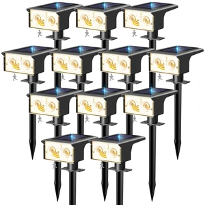 12 Pack Solar Lights Outdoor Waterproof Motion Sensor Outdoor Lights 3 Modes Solar Powered Yard Garden Solar Spot Lights for Outside Pathway Landscape Lighting, Warm White 12 Pack Solar Lights Outdoor Waterproof Motion Sensor Outdoor Lights 3 Modes Solar Powered Yard Garden Solar Spot Lights for Outside Pathway Landscape Lighting, Warm White
