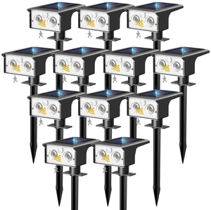 12 Pack Solar Lights Outdoor Waterproof, Motion Sensor Outdoor Lights 3 Modes Solar Powered Yard Garden Solar Spot Lights for Outside Pathway Landscape Lighting, Cool White 12 Pack Solar Lights Outdoor Waterproof, Motion Sensor Outdoor Lights 3 Modes Solar Powered Yard Garden Solar Spot Lights for Outside Pathway Landscape Lighting, Cool White