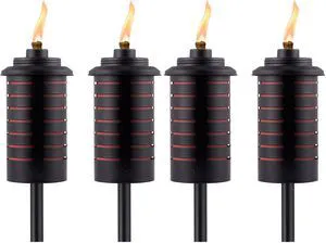 Metal Black & Orange Easy Install Outdoor Torches, 4-Pack 65-Inch Decorative Torches for Patio, Lawn, Backyard & Garden Weather-Resistant Torch Lighting with Wick & Snuffer Metal Black & Orange Easy Install Outdoor Torches, 4-Pack 65-Inch Decorative Torches for Patio, Lawn, Backyard & Garden Weather-Resistant Torch Lighting with Wick & Snuffer