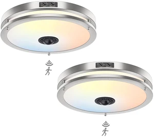 2-Pack 12" LED Motion Sensor Outdoor Ceiling Light, 5CCT, 24W Dusk to Dawn, 2700K/3000K/3500K/4000K/5000K Dimmable, 4 Lighting Modes, Flush Mount Ceiling Light for Entryway, Nickle 2-Pack 12" LED Motion Sensor Outdoor Ceiling Light, 5CCT, 24W Dusk to Dawn, 2700K/3000K/3500K/4000K/5000K Dimmable, 4 Lighting Modes, Flush Mount Ceiling Light for Entryway, Nickle