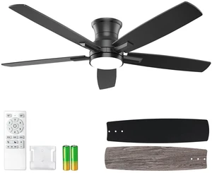 52 Inch Flush Mount Black Ceiling Fan with Light and Remote Control.Noiseless,Dimmable,3CCT,6 Speeds Reversible, Low Profile DC Ceiling Fans for Indoor or Covered Outdoor Use,ETL Listed 52 Inch Flush Mount Black Ceiling Fan with Light and Remote Control.Noiseless,Dimmable,3CCT,6 Speeds Reversible, Low Profile DC Ceiling Fans for Indoor or Covered Outdoor Use,ETL Listed