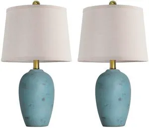 21'' Set of 2 Coastal Small Ceramic Lamps for Bedroom Traditional Nightstand Bedside Desk Table Lamp for Living Room Office Dorm, 2 Bulbs Included 21'' Set of 2 Coastal Small Ceramic Lamps for Bedroom Traditional Nightstand Bedside Desk Table Lamp for Living Room Office Dorm, 2 Bulbs Included