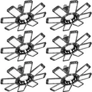 Garage Light 6 Pack - 240W 24000LM 6500K Garage Lights Ceiling LED with 8+1 Deformable Panels, E26/E27 Screw Socket in LED Shop Light for Workshop, Basement, Gym, Barn, Warehouse etc Bay Lighting Garage Light 6 Pack - 240W 24000LM 6500K Garage Lights Ceiling LED with 8+1 Deformable Panels, E26/E27 Screw Socket in LED Shop Light for Workshop, Basement, Gym, Barn, Warehouse etc Bay Lighting