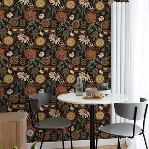Boho Floral Peel and Stick Wallpaper 17.3" x 480" Sun Floral Retro Contact Paper Removable Self Adhesive Contact Paper, Renter Friendly for Cabinets, Furniture, DIY Decor Boho Floral Peel and Stick Wallpaper 17.3" x 480" Sun Floral Retro Contact Paper Removable Self Adhesive Contact Paper, Renter Friendly for Cabinets, Furniture, DIY Decor