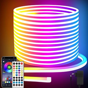 132FT Led Neon Rope Lights Control with App/Remote,Flexible Led Rope Lights,Multiple Modes,IP65 Outdoor RGB Neon Lights Waterproof,Music Sync Gaming Led Neon Strip Lights for Bedroom Décor 132FT Led Neon Rope Lights Control with App/Remote,Flexible Led Rope Lights,Multiple Modes,IP65 Outdoor RGB Neon Lights Waterproof,Music Sync Gaming Led Neon Strip Lights for Bedroom Décor