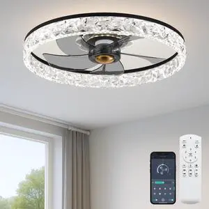 20'' Ceiling Fan with Light and Remote,Balck Low profile Fandelier 3-Color Night Light, 3000-6500K Dimmable LED, Flush Mount, Remote & App, 6 Speeds & Reverse, Memory, Timer, Quiet Bedroom Fan 20'' Ceiling Fan with Light and Remote,Balck Low profile Fandelier 3-Color Night Light, 3000-6500K Dimmable LED, Flush Mount, Remote & App, 6 Speeds & Reverse, Memory, Timer, Quiet Bedroom Fan
