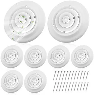 8 Pcs 6 Inch Round Vent Cover, White Ceiling Diffuser with Screws Outer Dimensions 9-15/16", HVAC Vent Duct Register Cover, Replacement Exhaust Fan Covers for Home Office Kitchen Ventilation 8 Pcs 6 Inch Round Vent Cover, White Ceiling Diffuser with Screws Outer Dimensions 9-15/16", HVAC Vent Duct Register Cover, Replacement Exhaust Fan Covers for Home Office Kitchen Ventilation