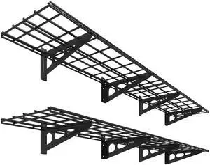 12-inch-by-72-inch Wall Shelf Garage Storage Rack Wall Mounted Floating Shelves,1x6ft,Black, 2-Pack, Classic Series 12-inch-by-72-inch Wall Shelf Garage Storage Rack Wall Mounted Floating Shelves,1x6ft,Black, 2-Pack, Classic Series