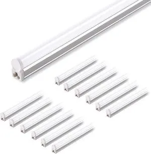 12 Pack T5 LED Shop Light 4FT, 4000K Cool White, 2200lm, 20W Utility Linkable Lights, Garage Ceiling and Under Cabinet Light, ETL Listed, Built-in ON/Off Switch for Workshop Warehouse 12 Pack T5 LED Shop Light 4FT, 4000K Cool White, 2200lm, 20W Utility Linkable Lights, Garage Ceiling and Under Cabinet Light, ETL Listed, Built-in ON/Off Switch for Workshop Warehouse