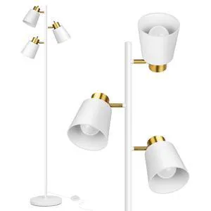 Tree Floor Lamps for Living Room, 67" Modern Standing Lamp with 3 Lights 3 LED Bulbs Included, 3 Rotatable Light Heads, White Gold, Metal Material, 2700K Stand up Lamps, Tall Lamp for Bedroom Home Tree Floor Lamps for Living Room, 67" Modern Standing Lamp with 3 Lights 3 LED Bulbs Included, 3 Rotatable Light Heads, White Gold, Metal Material, 2700K Stand up Lamps, Tall Lamp for Bedroom Home