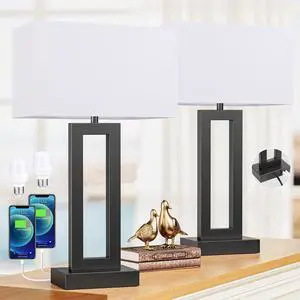 22" Tall Living Room Lamps for Night Stands - Touch Bedside Lamp with USB C+A, 3 Way Dimmable Bedroom Lamps for End Tables Set of 2, Modern Night Stand Lamps for Bed Side(White&Black) 22" Tall Living Room Lamps for Night Stands - Touch Bedside Lamp with USB C+A, 3 Way Dimmable Bedroom Lamps for End Tables Set of 2, Modern Night Stand Lamps for Bed Side(White&Black)