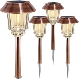 Solar Lights Outdoor Waterproof, 4 Pack Solar Pathway Garden Lights 10-40LM Dimmable Warm White, All-metal Auto On/Off Solar Light, Waterproof Solar Powered Light for Driveway Walkway Sidewalk Solar Lights Outdoor Waterproof, 4 Pack Solar Pathway Garden Lights 10-40LM Dimmable Warm White, All-metal Auto On/Off Solar Light, Waterproof Solar Powered Light for Driveway Walkway Sidewalk