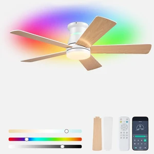 Ceiling Fans with RGB Lights -48 White Flush Mount Ceiling Fan Low Profile,Reversible,Dimmable LED,3CCT Modern Fan Light Fixture for Bedroom Party Ceiling Fans with RGB Lights -48 White Flush Mount Ceiling Fan Low Profile,Reversible,Dimmable LED,3CCT Modern Fan Light Fixture for Bedroom Party
