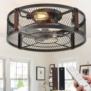 20" Caged Ceiling Fans with Lights and Remote, Low Profile Fandelier Reversible DC Motor, 1/2/4H Timer, 6 Speeds, Farmhouse Style, Quiet Operation, for Bedroom, Kitchen, Dining Room, Living Room 20" Caged Ceiling Fans with Lights and Remote, Low Profile Fandelier Reversible DC Motor, 1/2/4H Timer, 6 Speeds, Farmhouse Style, Quiet Operation, for Bedroom, Kitchen, Dining Room, Living Room