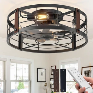 20" Caged Ceiling Fans with Lights and Remote, Low Profile Fandelier Reversible DC Motor, 1/2/4H Timer, 6 Speeds, Farmhouse Style, Quiet Operation, for Bedroom, Kitchen, Dining Room, Living Room 20" Caged Ceiling Fans with Lights and Remote, Low Profile Fandelier Reversible DC Motor, 1/2/4H Timer, 6 Speeds, Farmhouse Style, Quiet Operation, for Bedroom, Kitchen, Dining Room, Living Room