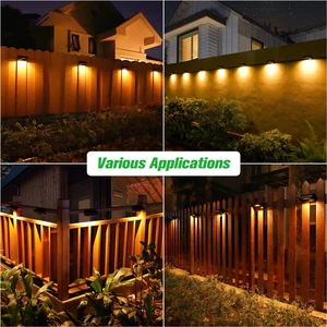 Solar Fence Lights, Fence Lights Fence Solar Lights Outdoor Waterproof Warm White & Color Glow LED Solar Lights for Backyard, Patio, Deck Railing, Stair Handrail and Wall (4 Packs, Plus Size) Solar Fence Lights, Fence Lights Fence Solar Lights Outdoor Waterproof Warm White & Color Glow LED Solar Lights for Backyard, Patio, Deck Railing, Stair Handrail and Wall (4 Packs, Plus Size)