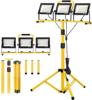 21000Lumen LED Work Lights with Stand - 3 Head Portable Work Light with 16FT Cord - IP66 Waterproof Tripod Worklights for Outdoor Indoor Job Site Workshop Garage Construction Site Lighting 21000Lumen LED Work Lights with Stand - 3 Head Portable Work Light with 16FT Cord - IP66 Waterproof Tripod Worklights for Outdoor Indoor Job Site Workshop Garage Construction Site Lighting