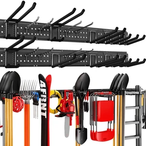 Garage Tool Organizer Wall Mount 99 inches with 18 Adjustable Heavy-Duty Hooks, Garage Organization, Garden Tool Storage Rack, Yard, and Shed, Holds Up to 750 lbs Garage Tool Organizer Wall Mount 99 inches with 18 Adjustable Heavy-Duty Hooks, Garage Organization, Garden Tool Storage Rack, Yard, and Shed, Holds Up to 750 lbs